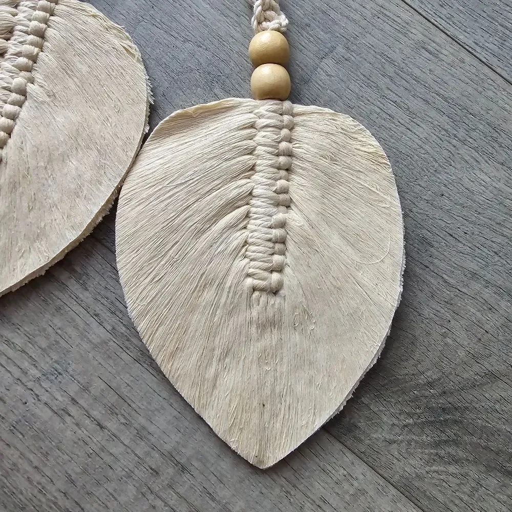 NEW Bohemian Woven Curtain Tiebacks Leaf NWOT
